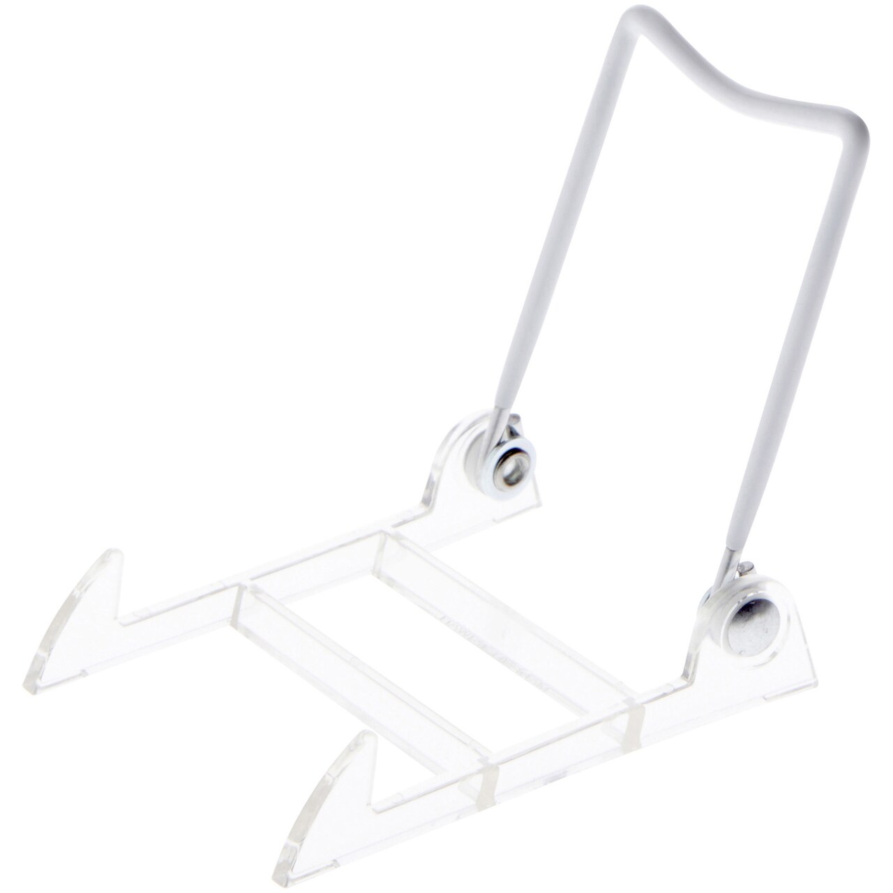 Bard's Folding White and Clear Plastic Easel Stand, 3.5" H x 2.75" W x 4" D